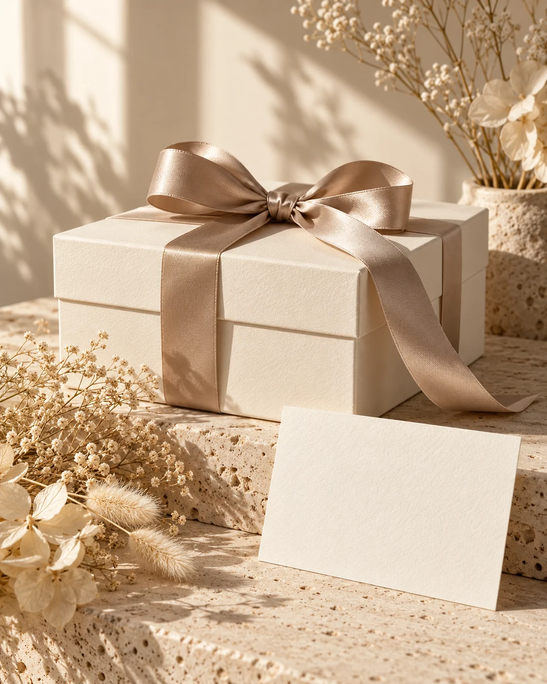 Coffret ivoire avec ruban et carte, inspiration pour une attention sur mesure
